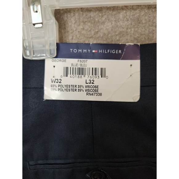 Tommy Hilfiger Tailored Trim Fit Dress Pants Mens 32x32 Blue Patterned Suit NEW - Picture 7 of 9